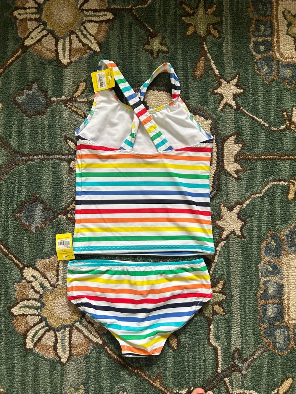 Primary Girls' Rainbow Stripe Tankini Set - Multicolor